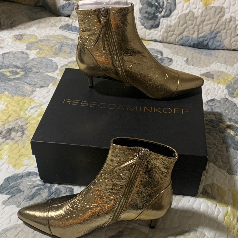 Rebecca Minkoff Metallic Gold Ankle Booties